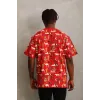 Unisex Oversize Baskılı Bisiklet Yaka T-Shirt - Kırmızı - 93749 Unisex Oversize Baskılı Bisiklet Yaka T-Shirt - Kırmızı - 93749