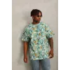 Unisex Oversize Baskılı Bisiklet Yaka T-Shirt - Mint Yeşili - 93751 Unisex Oversize Baskılı Bisiklet Yaka T-Shirt - Mint Yeşili - 93751