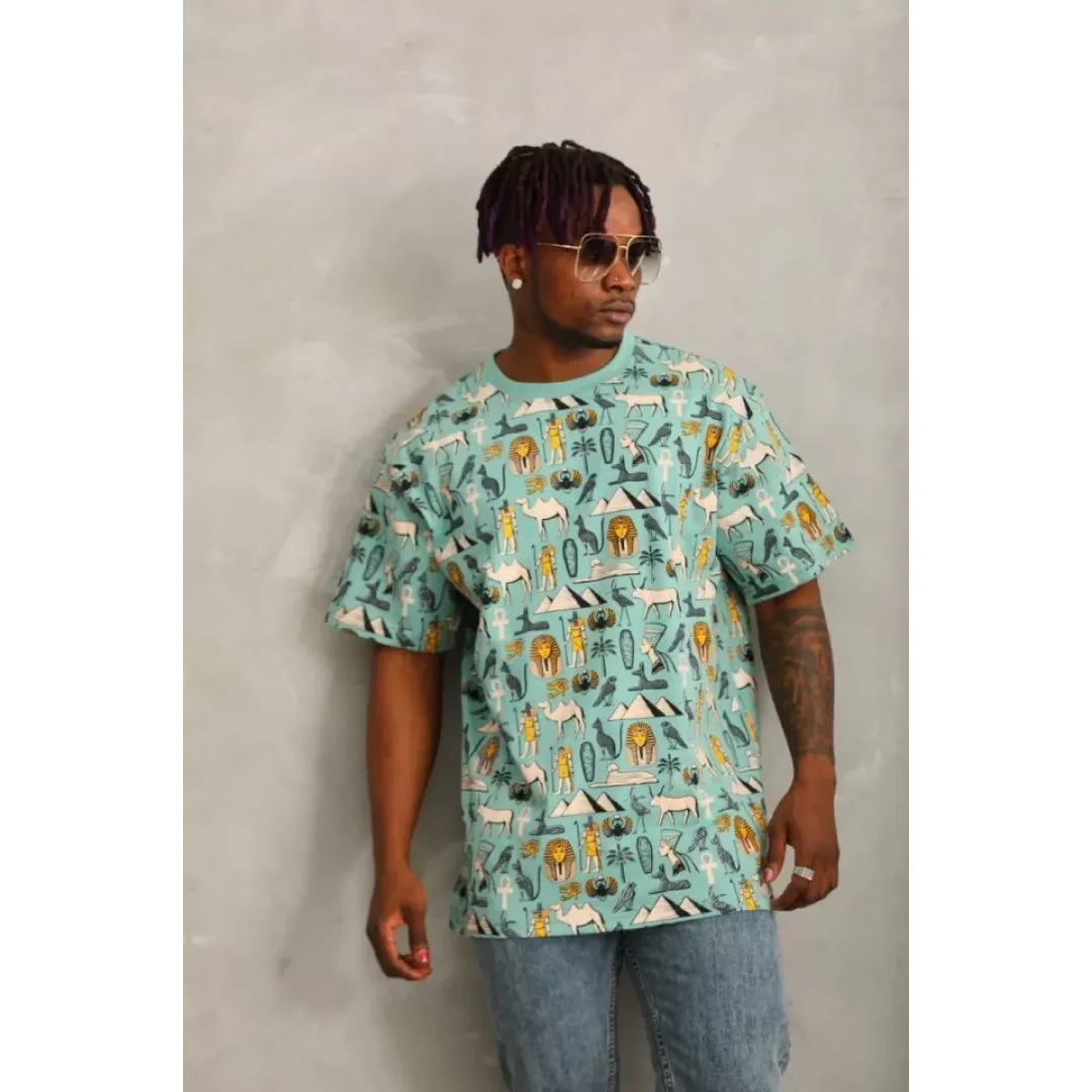 Unisex Oversize Baskılı Bisiklet Yaka T-Shirt - Mint Yeşili - 93751 Unisex Oversize Baskılı Bisiklet Yaka T-Shirt - Mint Yeşili - 93751