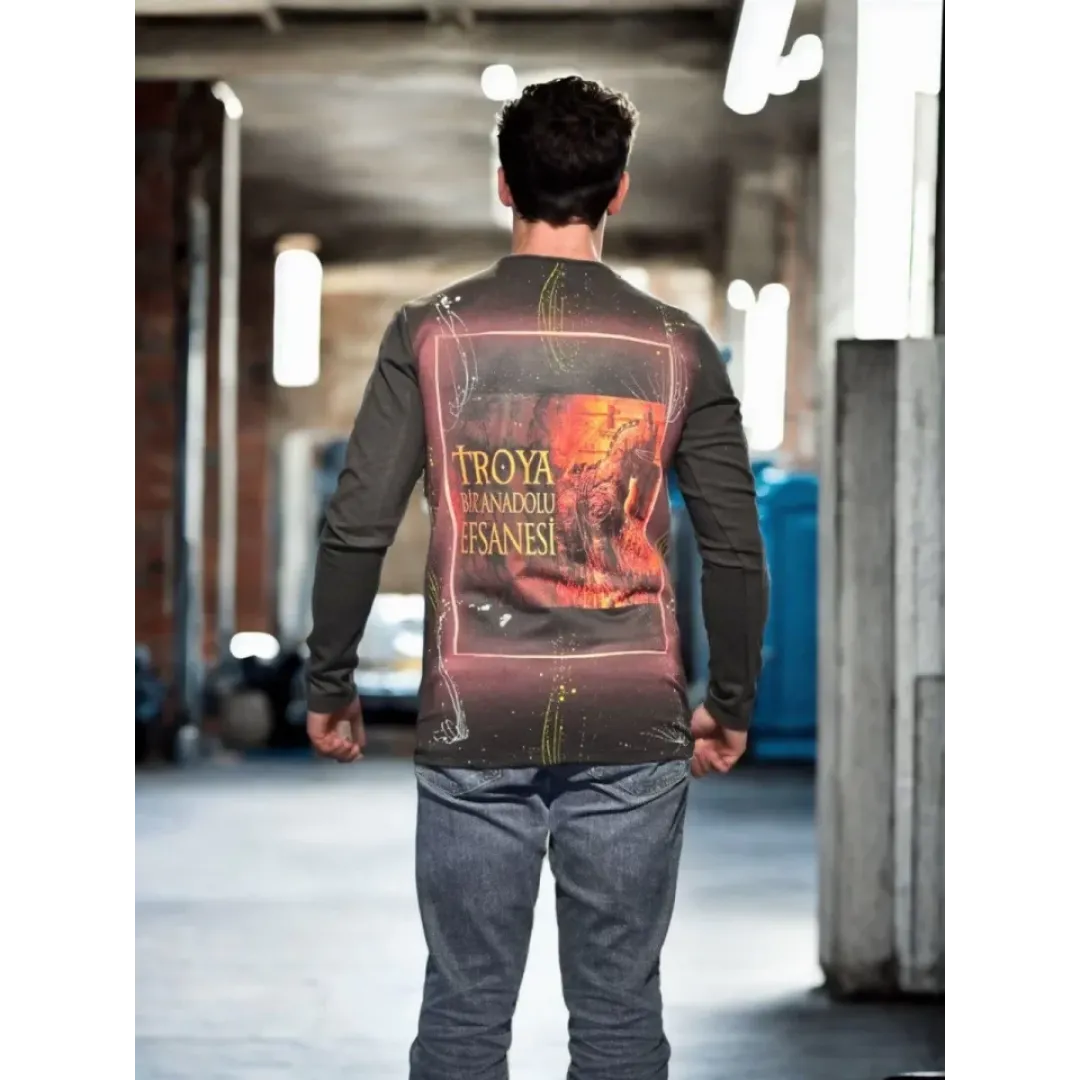 Unisex Bisiklet Yaka Uzun Kollu T-Shirt - Siyah - 94810 Unisex Bisiklet Yaka Uzun Kollu T-Shirt - Siyah - 94810