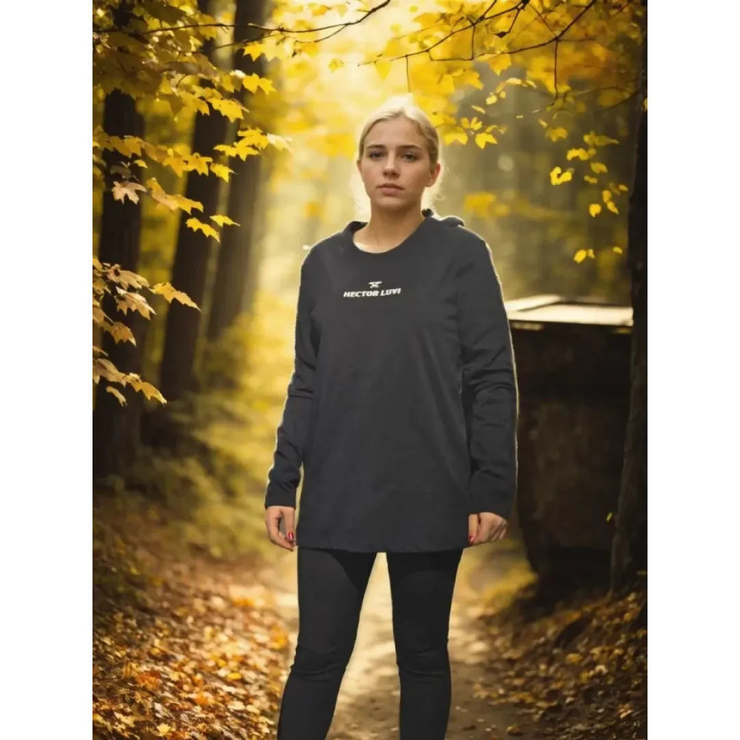 Unisex Bisiklet Yaka Uzun Kollu T-Shirt - Siyah - 94812 Unisex Bisiklet Yaka Uzun Kollu T-Shirt - Siyah - 94812