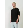 Unisex Basic Bisiklet Yaka Oversize T-Shirt - Siyah - 94822 Unisex Basic Bisiklet Yaka Oversize T-Shirt - Siyah - 94822