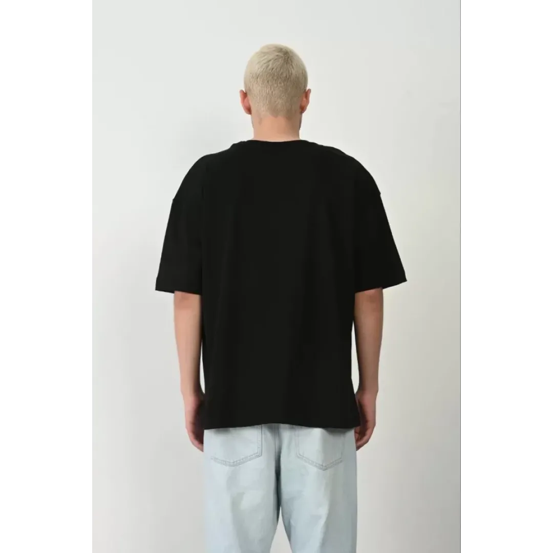 Unisex Basic Bisiklet Yaka Oversize T-Shirt - Siyah - 94822 Unisex Basic Bisiklet Yaka Oversize T-Shirt - Siyah - 94822