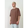 Unisex Basic Bisiklet Yaka Oversize T-Shirt - Mürdüm - 94823 Unisex Basic Bisiklet Yaka Oversize T-Shirt - Mürdüm - 94823