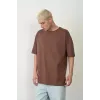 Unisex Basic Bisiklet Yaka Oversize T-Shirt - Mürdüm - 94823 Unisex Basic Bisiklet Yaka Oversize T-Shirt - Mürdüm - 94823