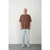 Unisex Basic Bisiklet Yaka Oversize T-Shirt - Mürdüm - 94823 Unisex Basic Bisiklet Yaka Oversize T-Shirt - Mürdüm - 94823