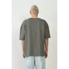 Unisex Basic Bisiklet Yaka Oversize T-Shirt - Füme - 94824 Unisex Basic Bisiklet Yaka Oversize T-Shirt - Füme - 94824