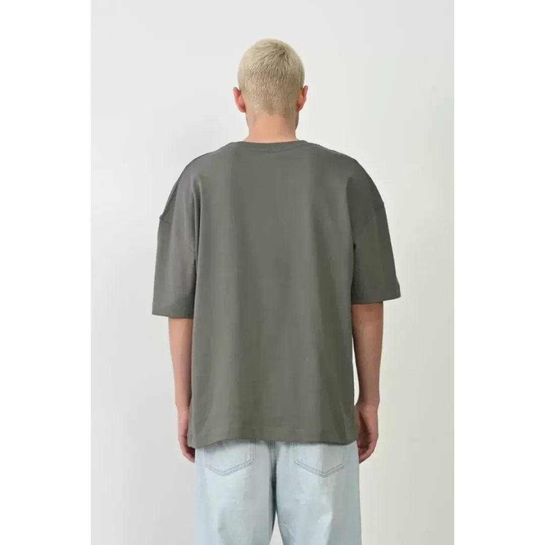Unisex Basic Bisiklet Yaka Oversize T-Shirt - Füme - 94824 Unisex Basic Bisiklet Yaka Oversize T-Shirt - Füme - 94824
