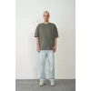 Unisex Basic Bisiklet Yaka Oversize T-Shirt - Füme - 94824 Unisex Basic Bisiklet Yaka Oversize T-Shirt - Füme - 94824