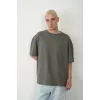 Unisex Basic Bisiklet Yaka Oversize T-Shirt - Füme - 94824 Unisex Basic Bisiklet Yaka Oversize T-Shirt - Füme - 94824