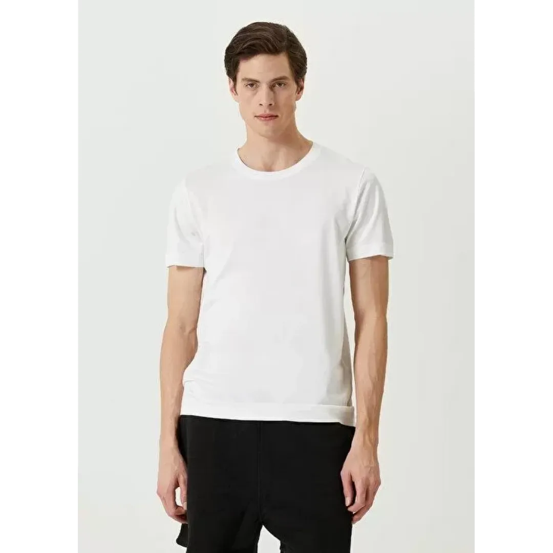 Unisex Basic Bisiklet Yaka Regular T-Shirt - Beyaz - 94825