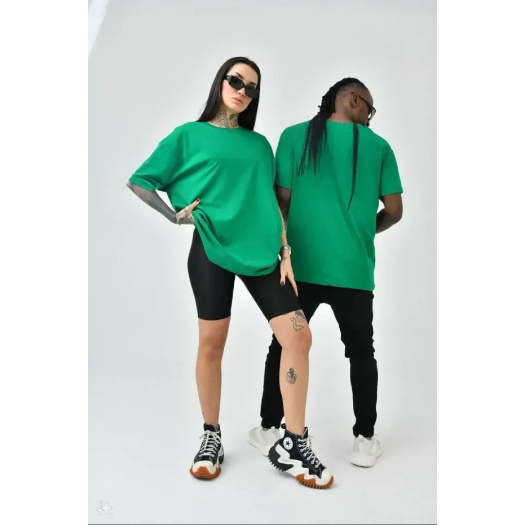 Unisex Basic Bisiklet Yaka Oversize T-Shirt - Yeşil - 94829 Unisex Basic Bisiklet Yaka Oversize T-Shirt - Yeşil - 94829