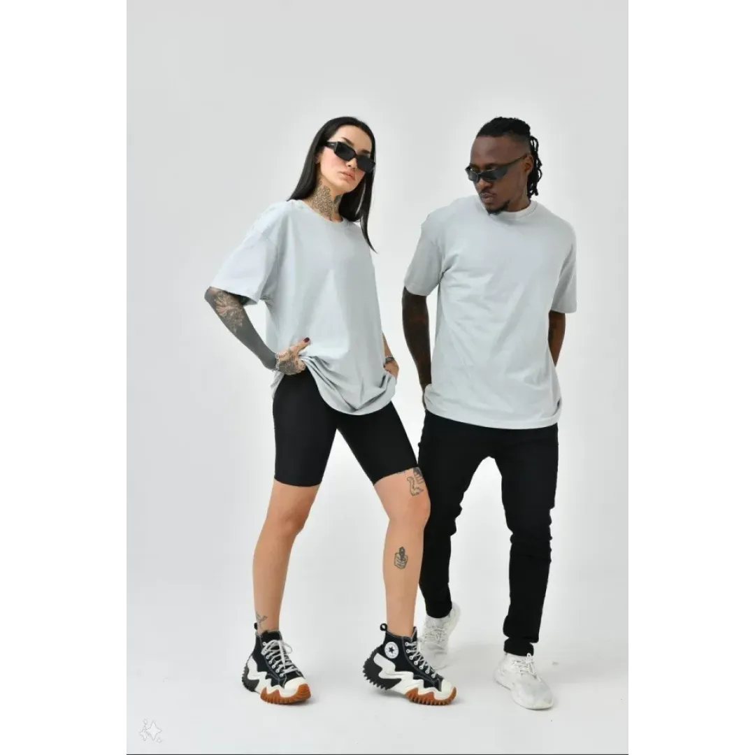 Unisex Basic Bisiklet Yaka Oversize T-Shirt - Boyalı Gri - 94830 Unisex Basic Bisiklet Yaka Oversize T-Shirt - Boyalı Gri - 94830