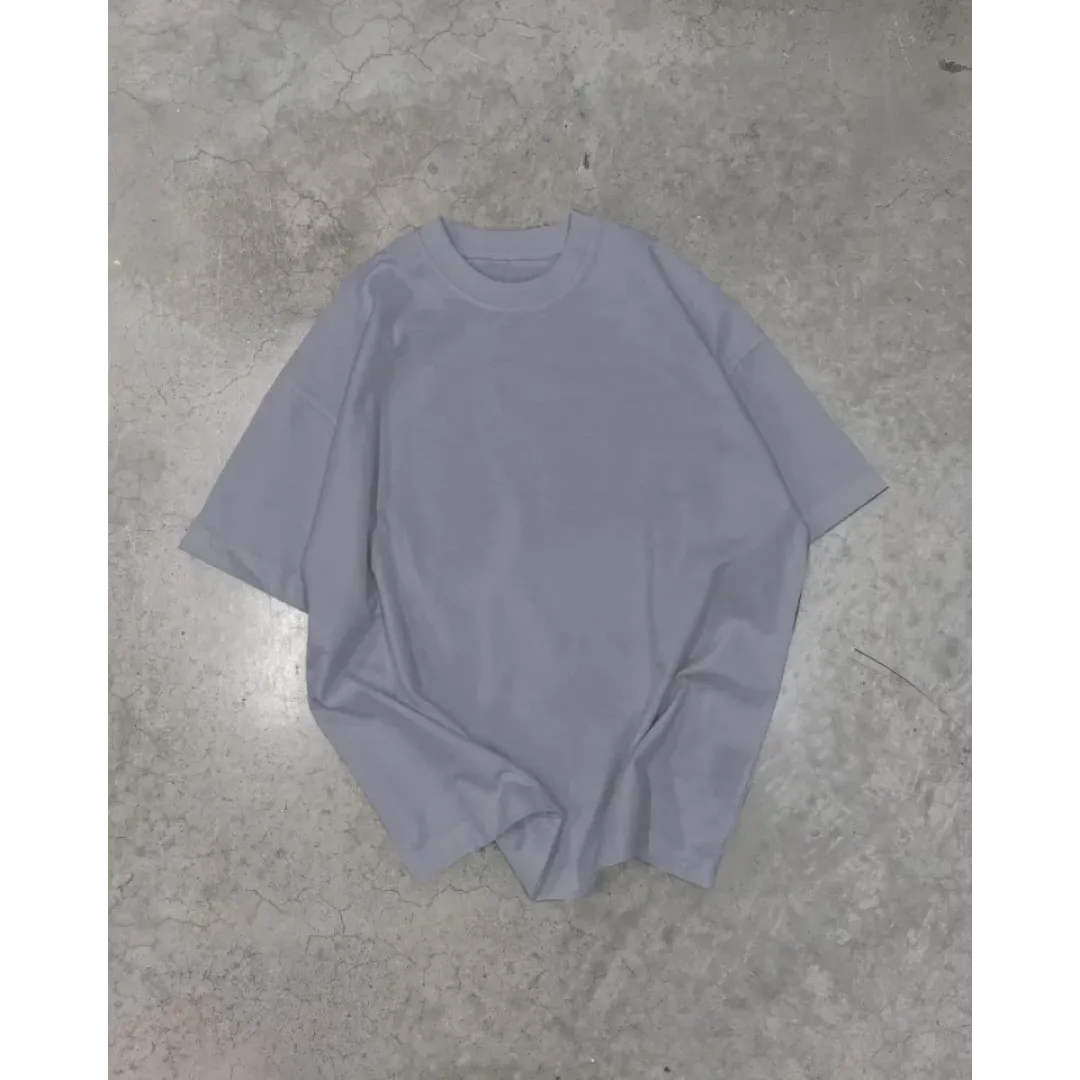 Unisex Basic Bisiklet Yaka Oversize T-Shirt - Füme - 94835 Unisex Basic Bisiklet Yaka Oversize T-Shirt - Füme - 94835