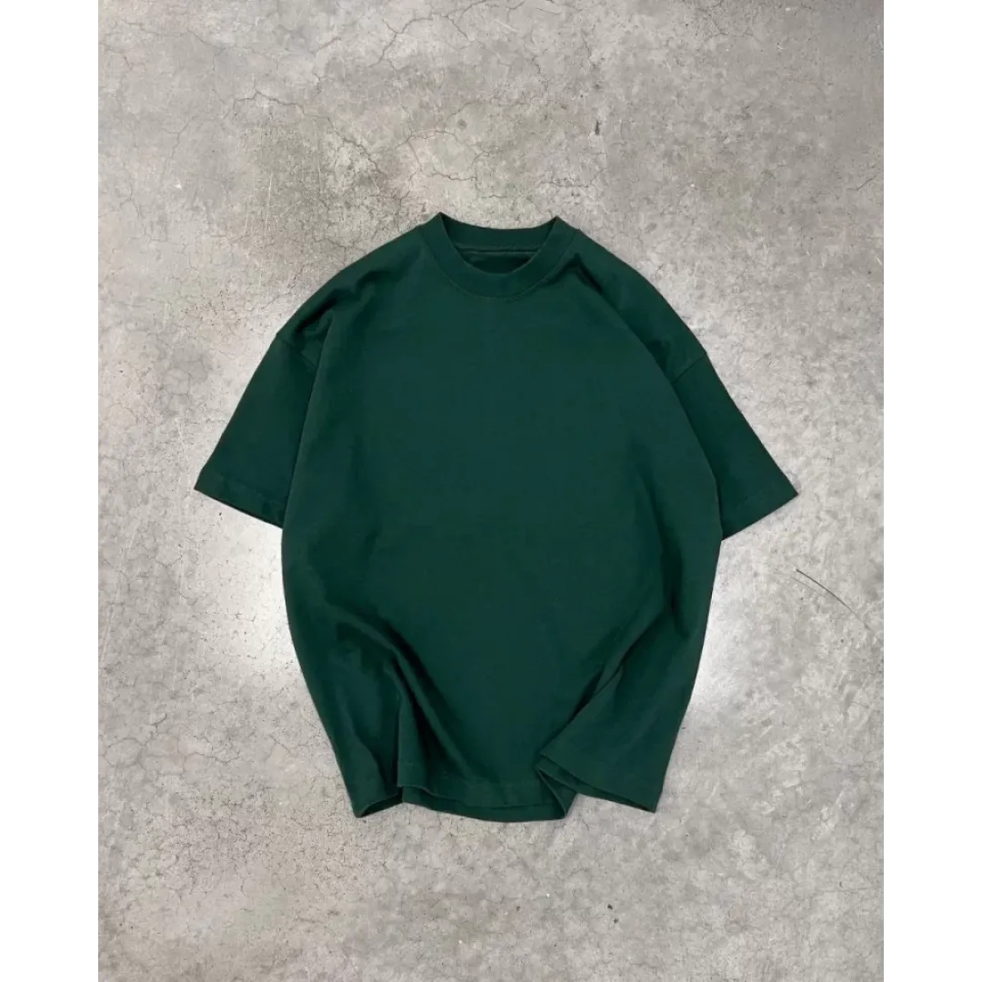 Unisex Basic Bisiklet Yaka Oversize T-Shirt - Haki - 94836 Unisex Basic Bisiklet Yaka Oversize T-Shirt - Haki - 94836