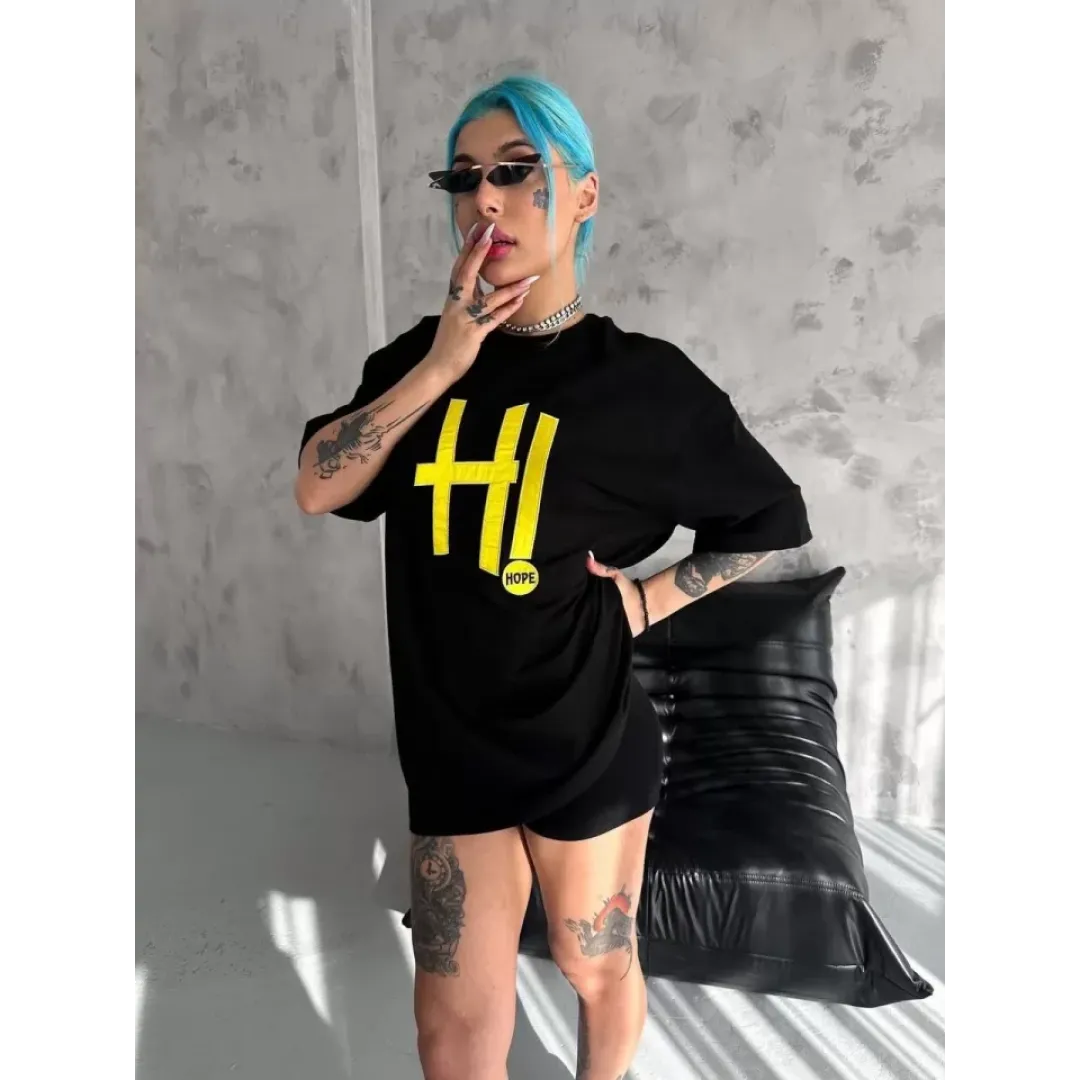 Unisex Nakış İşlemeli T-Shirt - Siyah - 95057 Unisex Nakış İşlemeli T-Shirt - Siyah - 95057