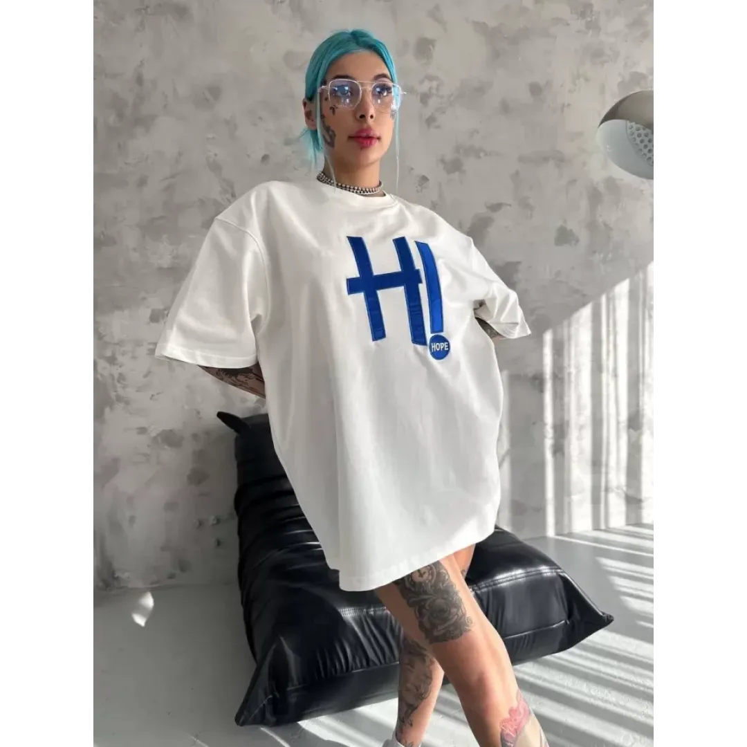 Unisex Nakış İşlemeli T-Shirt - Beyaz - 95058 Unisex Nakış İşlemeli T-Shirt - Beyaz - 95058