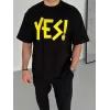 Unisex Nakış İşlemeli T-Shirt - Siyah - 95061
