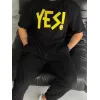 Unisex Nakış İşlemeli T-Shirt - Siyah - 95061