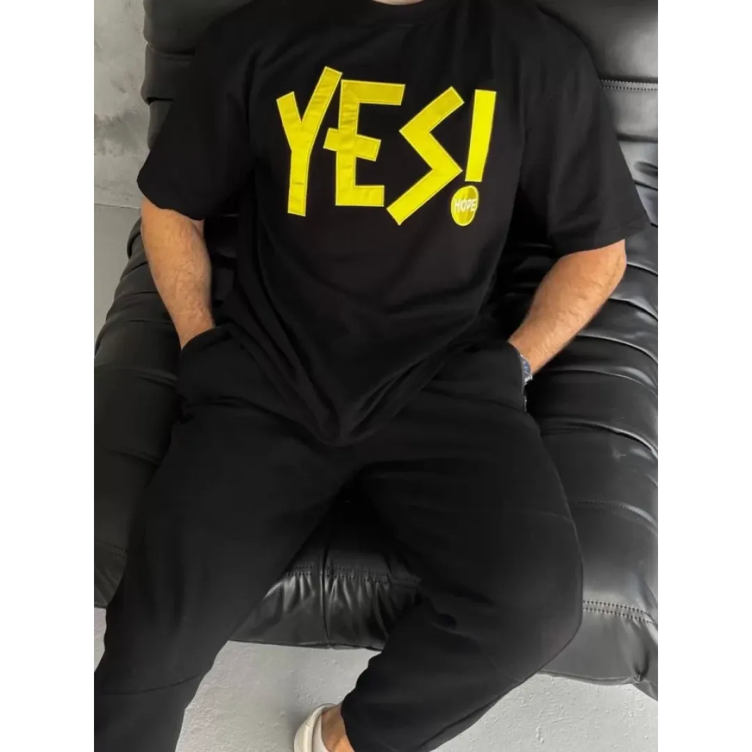 Unisex Nakış İşlemeli T-Shirt - Siyah - 95061