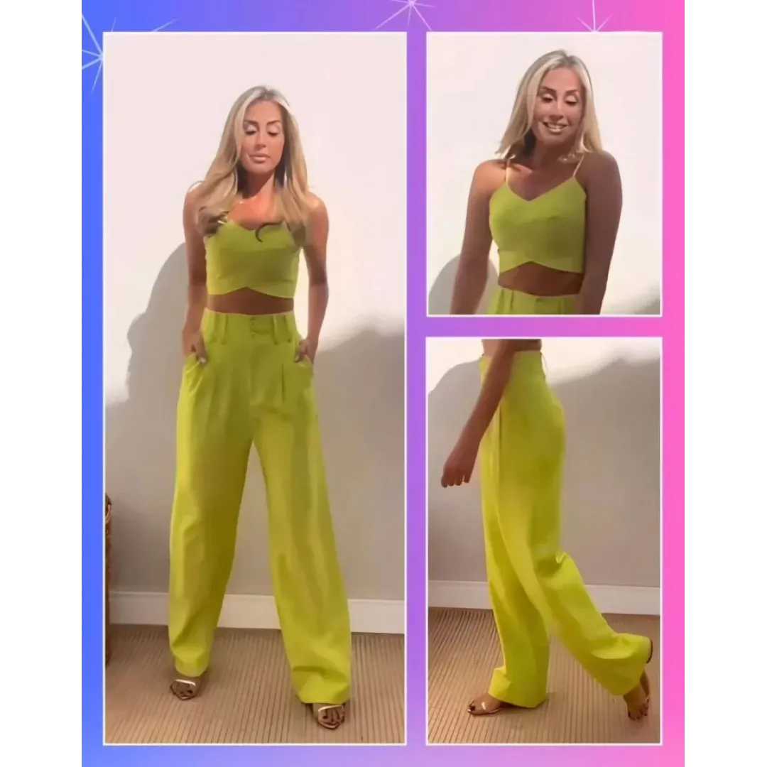 Askı Detaylı Crop Ve Pantolon Takım - Açık Yeşil - 95566 Askı Detaylı Crop Ve Pantolon Takım - Açık Yeşil - 95566