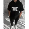 Unisex Baskılı Yarım Fermuarlı T-Shirt - Siyah - 95704 Unisex Baskılı Yarım Fermuarlı T-Shirt - Siyah - 95704
