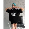 Unisex Baskılı Yarım Fermuarlı T-Shirt - Siyah - 95707 Unisex Baskılı Yarım Fermuarlı T-Shirt - Siyah - 95707