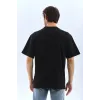 Unisex Oversize Düz Bisiklet Yaka T-Shirt - Siyah - 95717