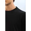Unisex Oversize Düz Bisiklet Yaka T-Shirt - Siyah - 95717