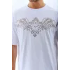 Unisex Oversize Taşlı Bisiklet Yaka T-Shirt - Beyaz - 95718 Unisex Oversize Taşlı Bisiklet Yaka T-Shirt - Beyaz - 95718
