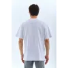 Unisex Oversize Taşlı Bisiklet Yaka T-Shirt - Beyaz - 95718 Unisex Oversize Taşlı Bisiklet Yaka T-Shirt - Beyaz - 95718