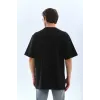 Unisex Oversize Taşlı Bisiklet Yaka T-Shirt - Siyah - 95720 Unisex Oversize Taşlı Bisiklet Yaka T-Shirt - Siyah - 95720