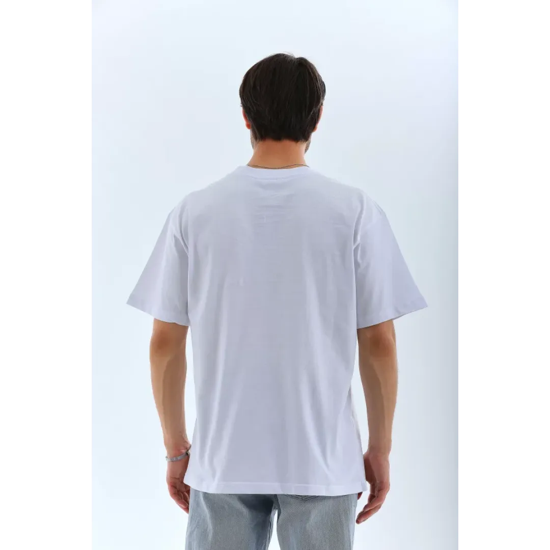 Unisex Oversize Düz Bisiklet Yaka T-Shirt - Beyaz - 95722 Unisex Oversize Düz Bisiklet Yaka T-Shirt - Beyaz - 95722