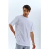 Unisex Oversize Düz Bisiklet Yaka T-Shirt - Beyaz - 95722 Unisex Oversize Düz Bisiklet Yaka T-Shirt - Beyaz - 95722