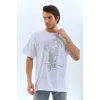 Unisex Oversize Taşlı Bisiklet Yaka T-Shirt - Beyaz - 95724 Unisex Oversize Taşlı Bisiklet Yaka T-Shirt - Beyaz - 95724