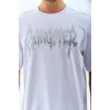 Unisex Oversize Taşlı Bisiklet Yaka T-Shirt - Beyaz - 95730 Unisex Oversize Taşlı Bisiklet Yaka T-Shirt - Beyaz - 95730