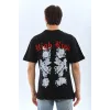 Unisex Oversize Baskılı Bisiklet Yaka T-Shirt - Siyah - 95732 Unisex Oversize Baskılı Bisiklet Yaka T-Shirt - Siyah - 95732