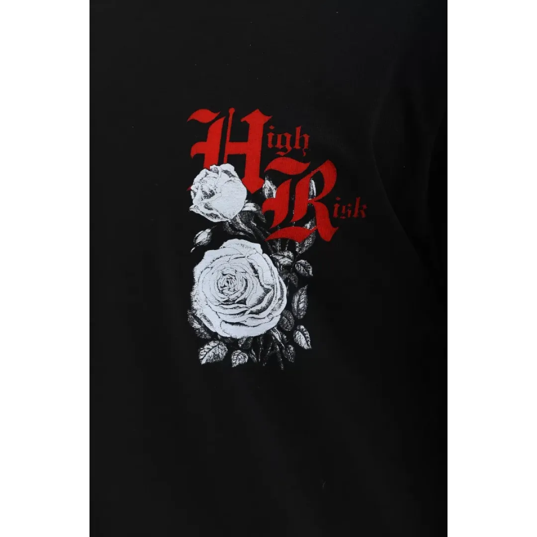 Unisex Oversize Baskılı Bisiklet Yaka T-Shirt - Siyah - 95732 Unisex Oversize Baskılı Bisiklet Yaka T-Shirt - Siyah - 95732