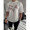 Unisex Nakış İşlemeli T-Shirt - Beyaz - 95882 Unisex Nakış İşlemeli T-Shirt - Beyaz - 95882