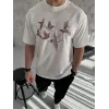 Unisex Nakış İşlemeli T-Shirt - Beyaz - 95882 Unisex Nakış İşlemeli T-Shirt - Beyaz - 95882