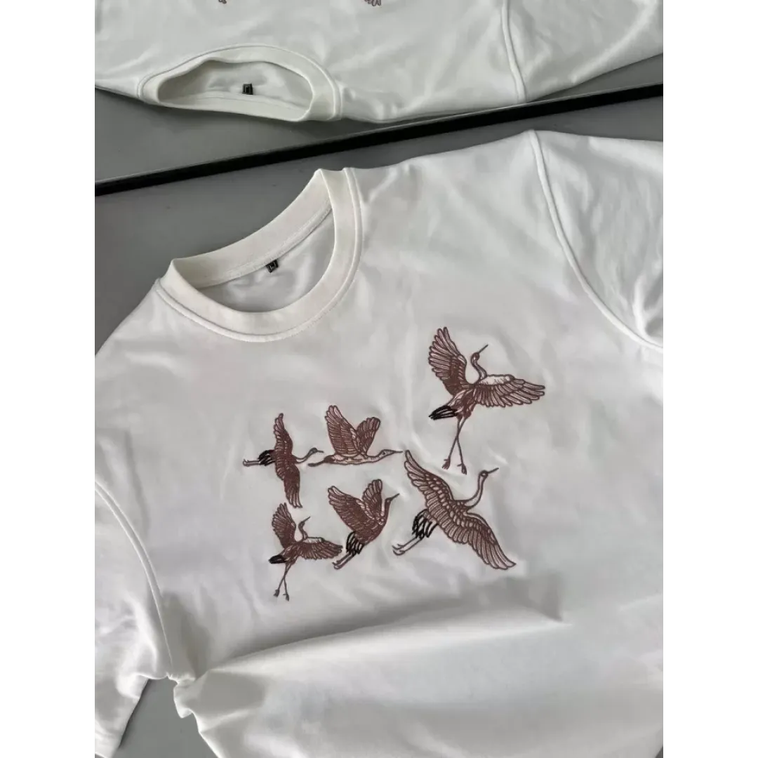 Unisex Nakış İşlemeli T-Shirt - Beyaz - 95882 Unisex Nakış İşlemeli T-Shirt - Beyaz - 95882