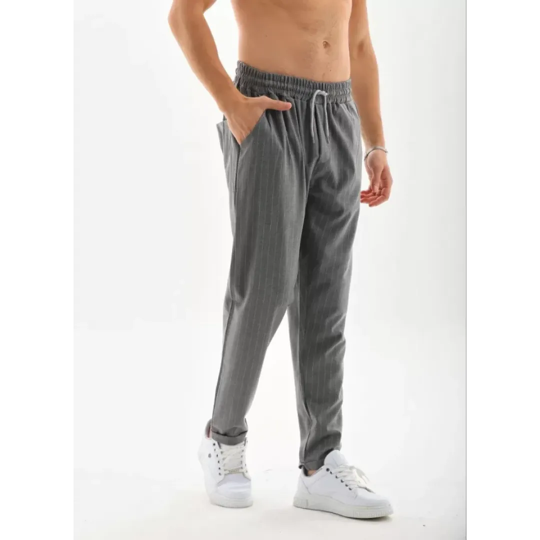 Unisex Çizgili Eşofman Altı - Füme - 96067 Unisex Çizgili Eşofman Altı - Füme - 96067