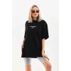 Unisex Baskılı Oversize T-Shirt - Siyah - 96227 Unisex Baskılı Oversize T-Shirt - Siyah - 96227