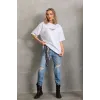 Unisex Baskılı Oversize T-Shirt - Beyaz - 96228 Unisex Baskılı Oversize T-Shirt - Beyaz - 96228