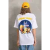 Unisex Baskılı Oversize T-Shirt - Beyaz - 96229 Unisex Baskılı Oversize T-Shirt - Beyaz - 96229