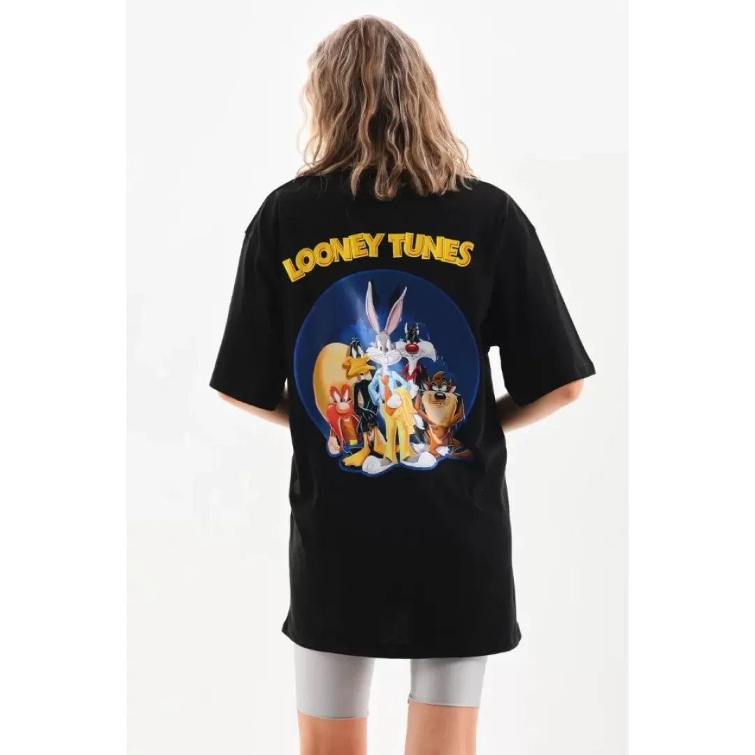 Unisex Baskılı Oversize T-Shirt - Siyah - 96230 Unisex Baskılı Oversize T-Shirt - Siyah - 96230
