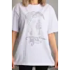Unisex Taş Desenli Oversize T-Shirt - Beyaz - 96233 Unisex Taş Desenli Oversize T-Shirt - Beyaz - 96233