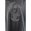 Unisex Taş Desenli Oversize T-Shirt - Füme - 96234 Unisex Taş Desenli Oversize T-Shirt - Füme - 96234