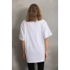 Unisex Taş Desenli Oversize T-Shirt - Beyaz - 96236 Unisex Taş Desenli Oversize T-Shirt - Beyaz - 96236
