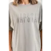 Unisex Taş Desenli Oversize T-Shirt - Gri - 96237 Unisex Taş Desenli Oversize T-Shirt - Gri - 96237